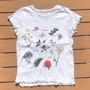 Girl’s Floral/Slogan Ribbed Tee